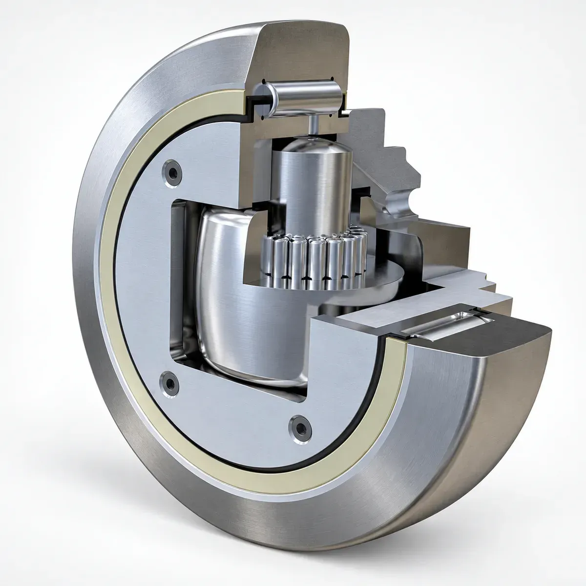 4.058 combined roller bearing with radial and axial rollers, cutaway view