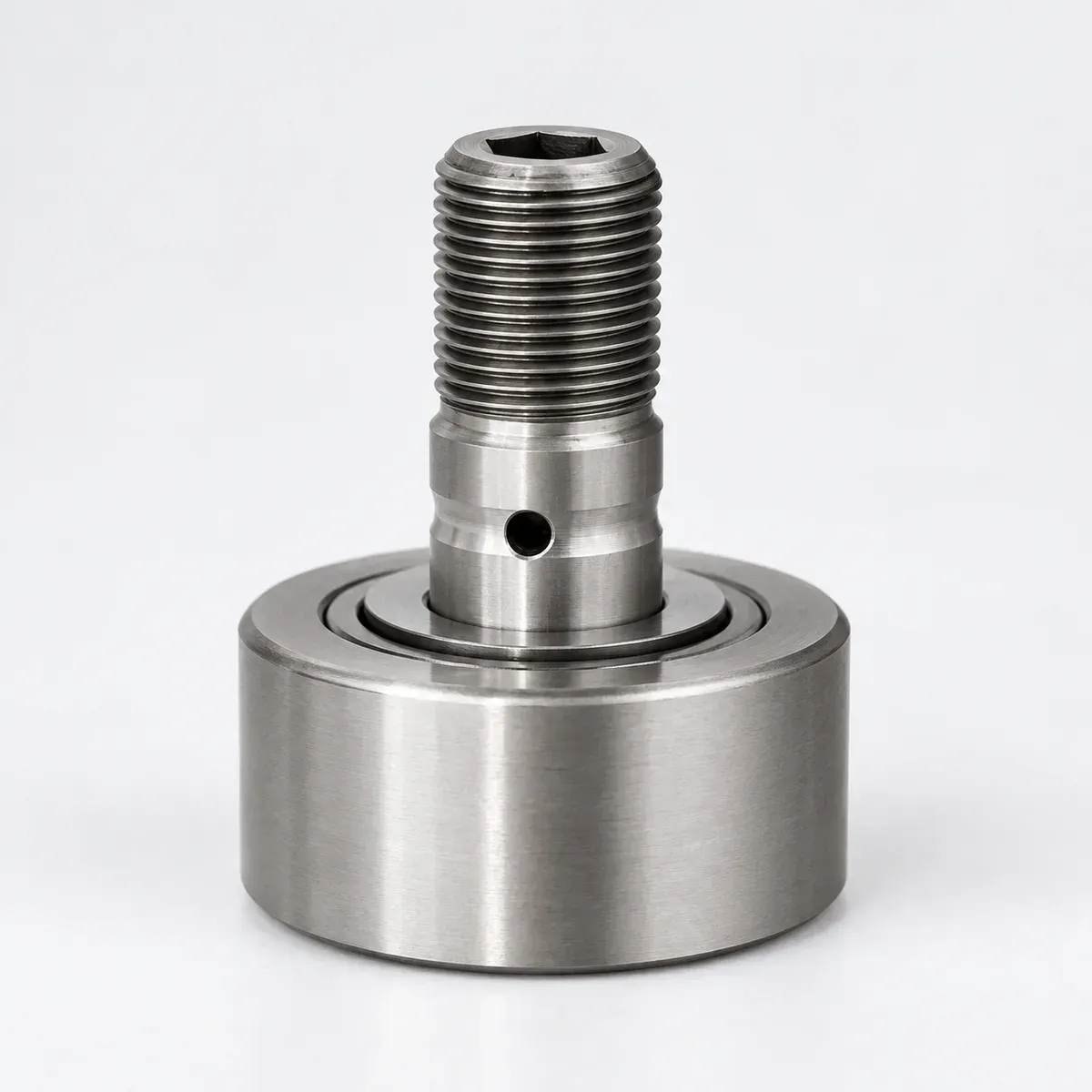 NUTR45100 yoke type track roller bearings on a mounting rail